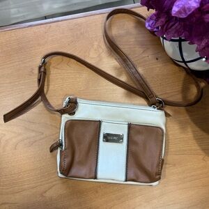 Nine West Tan & Cream Crossbody Bag | Faux Leather | Adjustable Strap